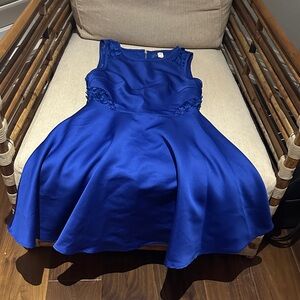 Blink Blank Royal Blue Satin Fit-and-Flare Party Dress